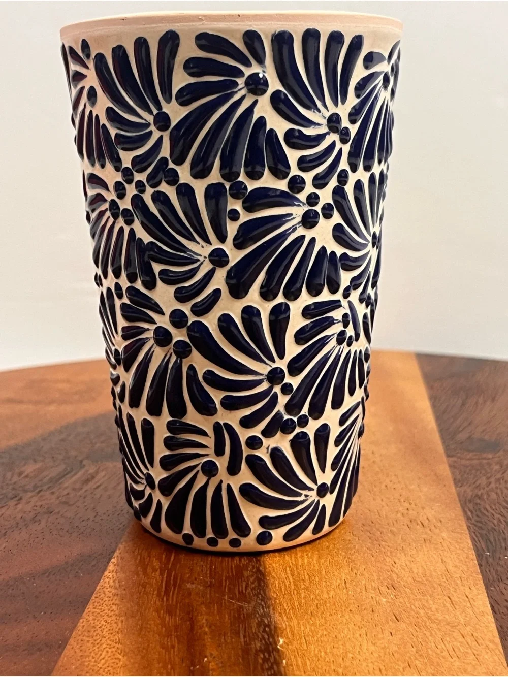 Dodgers Ceramic Tumbler - Blue and Red Floral Design hand painted